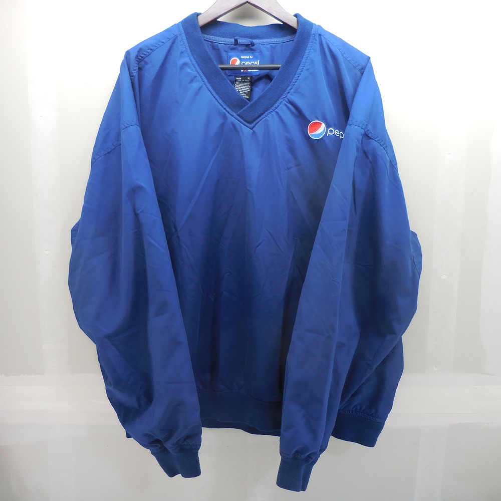 Pepsi Aramark V-Neck Pullover Windbreaker Jacket Blue Mens XL 7563 Logo